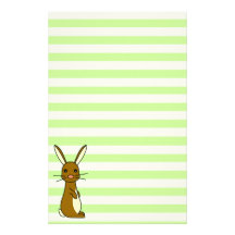 Bunbun - Cute Rabbit Green Stripes Stationery