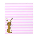 Bunbun - Cute Rabbit Pink Stripes Memo Notepads