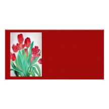 Bunch of Red Tulips Customized Photo Card