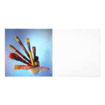 Bunch Of Used Paint Brushes Custom Photo Card