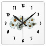 Bunch of White Daisies Square Wallclocks
