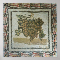 Bunch of white grapes, Roman mosaic Print