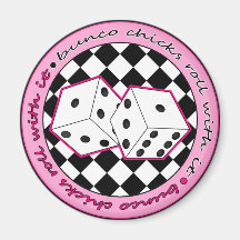 Bunco Chicks Roll With It - Pink Magnets