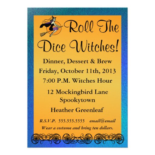 Bunco Halloween - Fly Over To Bunco Card