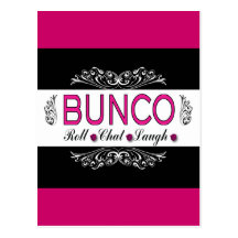 Bunco, Roll, Chat, Laugh In Pink, Black and White Postcards
