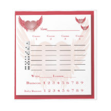 bunco score pad - heart with wings scratch pad