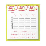 bunco score pad - joy, peace, love scratch pads