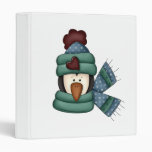 bundled up penguin head binder