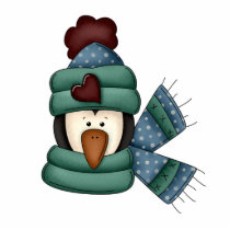 bundled up penguin head photo sculptures