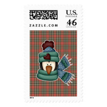 bundled up penguin head postage