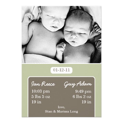 Bundles of Joy Twin Birth Announcement
