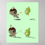 Bunirot vs Taucoo fencing cartoon character poster posters