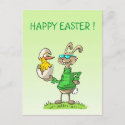 bunny and bird easter postcard postcard