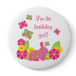 Bunny and Butterflies Girl’s Birthday Button