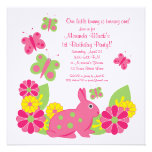 Bunny and Butterflies Girl's Birthday Invitation