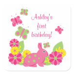 Bunny and Butterflies Girl’s Birthday Stickers