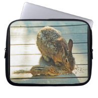Bunny and Chipmunk Sharing Laptop Computer Sleeve