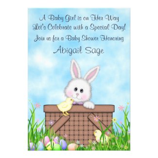 Bunny and Easter Eggs Baby Shower Invite ~ Girls