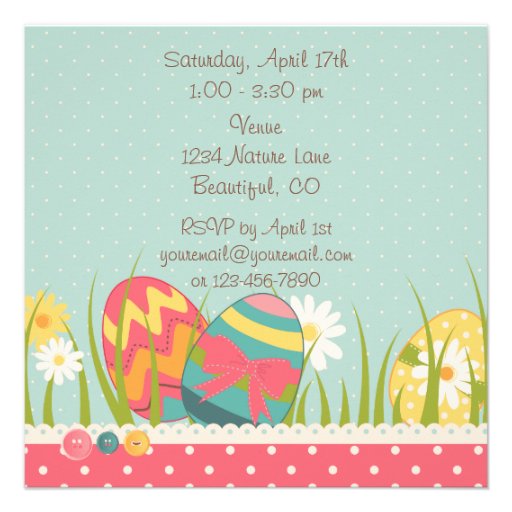 Bunny and Easter Eggs Birthday Invitation ~ Girls