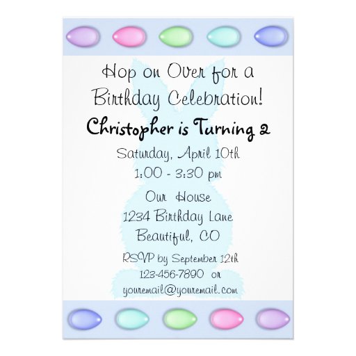 Bunny and Eggs Easter Birthday Invitation ~ Boys