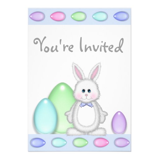 Bunny and Eggs Easter Birthday Invitation ~ Boys (front side)