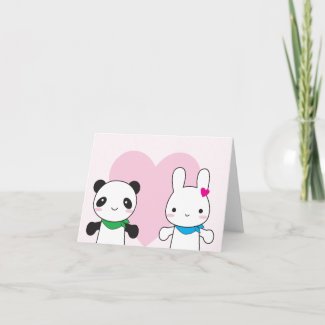 Bunny and Panda Kawaii Valentine's Day Card card