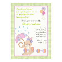 Bunny baby sprinkle lime green plaid border custom announcements