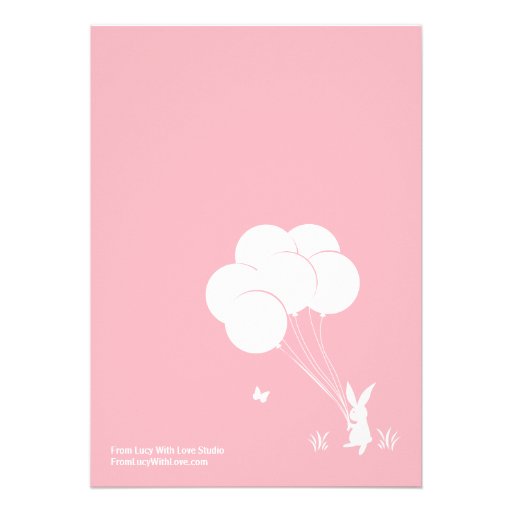 BUNNY BALLOON | Light Pink Kids Birthday Invite