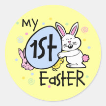 Bunny Chickie 1st Easter Round Stickers