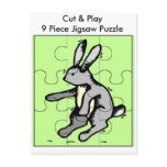 Bunny  Cut &amp; Play 9 Piece Jigsaw Puzzle Post Card