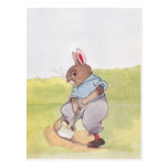 Bunny Digs for Worms Postcard