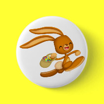 Bunny Easter on the Loose!! cartoon buttonne badge