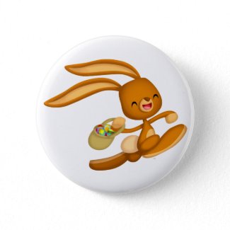 Bunny Easter on the Loose!! cartoon button badge button