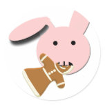 Bunny Eating a Cookie Round Sticker
