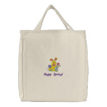 Bunny Flowers, Happy Spring! embroidered bags by silly_strings Bunny Flowers, Happy Spring! embroidered bags
