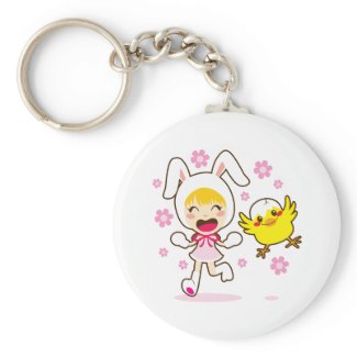 Bunny Girl And Little Chick Key Chain