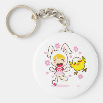 Bunny Girl And Little Chick keychains