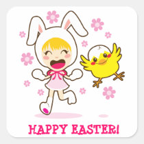 Bunny Girl And Little Chick stickers