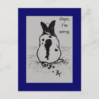 Bunny Go Oops aceo I'm Sorry Postcard postcard