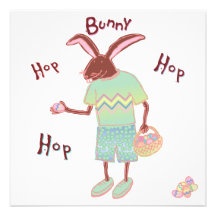 Bunny Hop Hop Hop Square Invitation