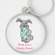 Bunny Hugging An Egg Key Chain