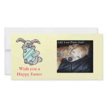 Bunny Hugging An Egg Custom Photo Card