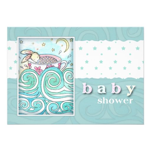 Bunny in Teacup Baby Shower Invitations