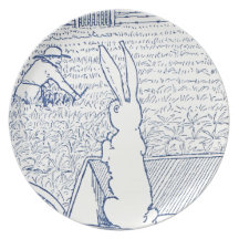 Bunny in Wheelbarrow Sees Farmer Plate