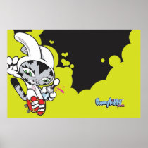 Bunny Kitty Jump Poster posters