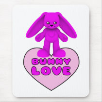 Bunny Love Pink Rabbit Cute mousepads by mariannegilliand Bunny Love Pink Rabbit Cute mousepads