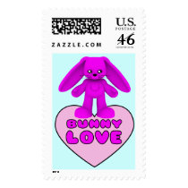 Bunny Love Pink Rabbit Cute Postage Stamp