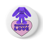 Bunny Love Purple Rabbit Cute Pinback Button