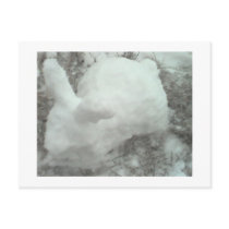 Bunny made of snow! postcards