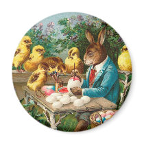 Bunny Painting Easter Eggs Magnets